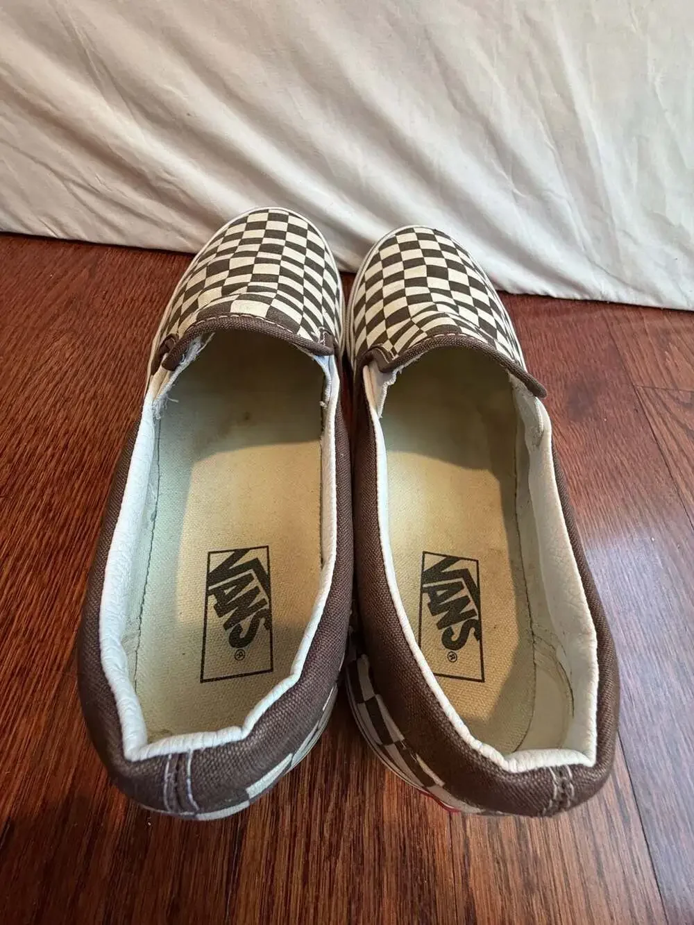 Vans Classic Slip-On Checkerboard Brown Canvas Sneakers